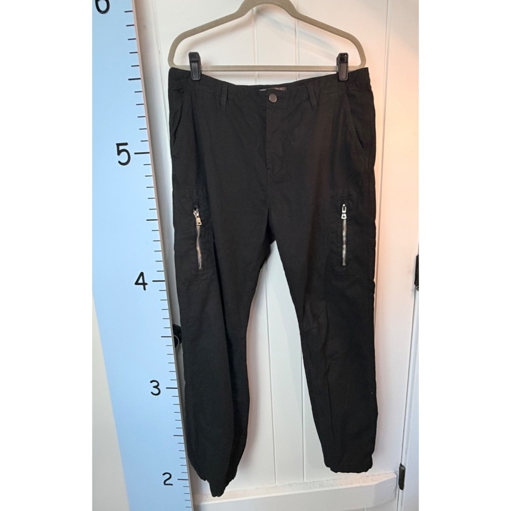 J. Brand Black Goth Frye Pant Button Fly Zip Tie Gorpcore Joggers Waist 36